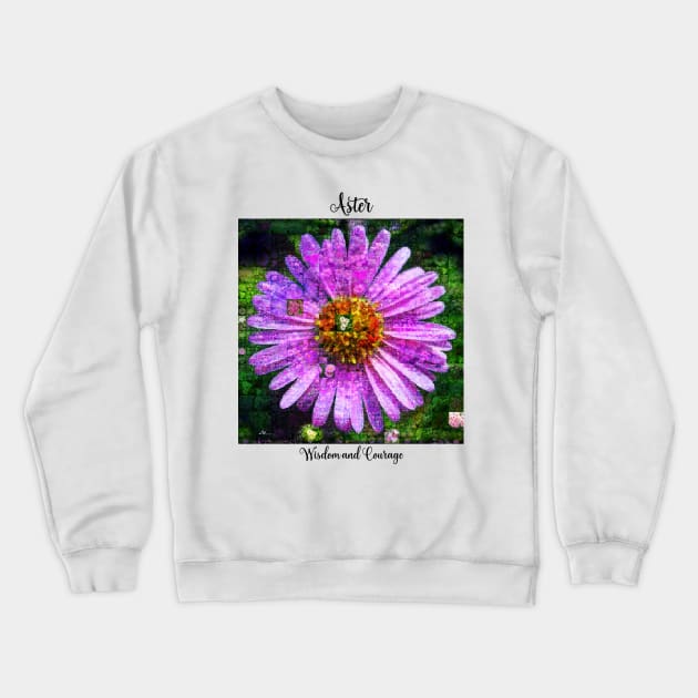 Aster Birth Month Flower September Crewneck Sweatshirt by Symbolsandsigns